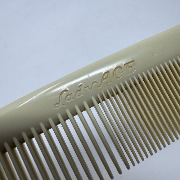 Vintage Lady Ace Wide Tooth Hair Comb 7” White 1980s - Picture 3 of 4